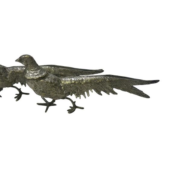 Mid-Century Silverplate Pair of 11" Vintage Figurines Pheasants-Stunning - Picture 2 of 8